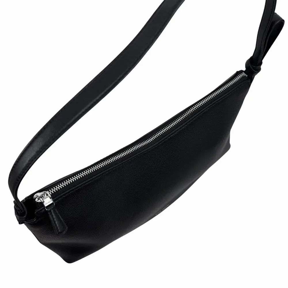 Kate Spade Loop Large Shoulder Bag Pebble Leather Black Silver